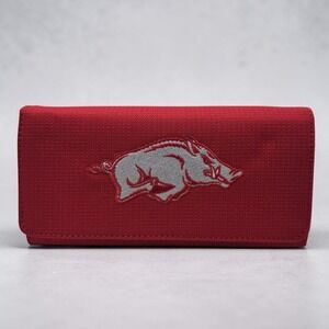 Sandol Arkansas Razorbacks Red Canvas Trifold Wallet NCAA Embroidered Logo